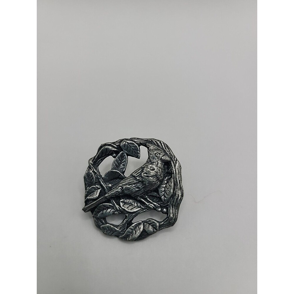 Birds & Blooms Bird Brooch Pin Limited Edition 1999 Pewter Tone Nature Vintage